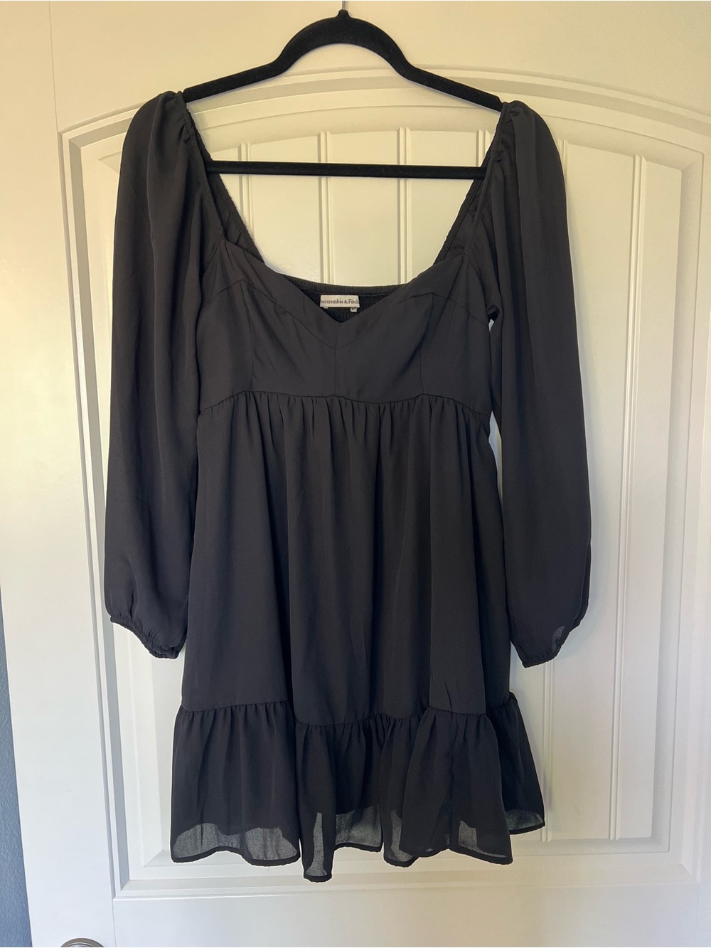 Abercrombie & Fitch Black Chiffon Babydoll Mini Dress W/ Pockets XSP